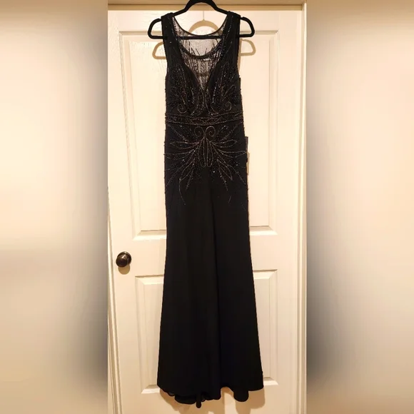 Sue Wong | Dresses | Sue Wong Black Beaded Cocktail Dress | Poshmark